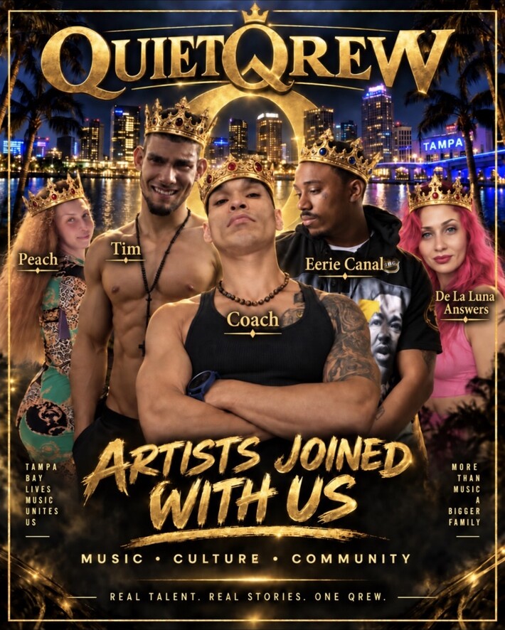 QuietQrew 813 branded homepage artwork